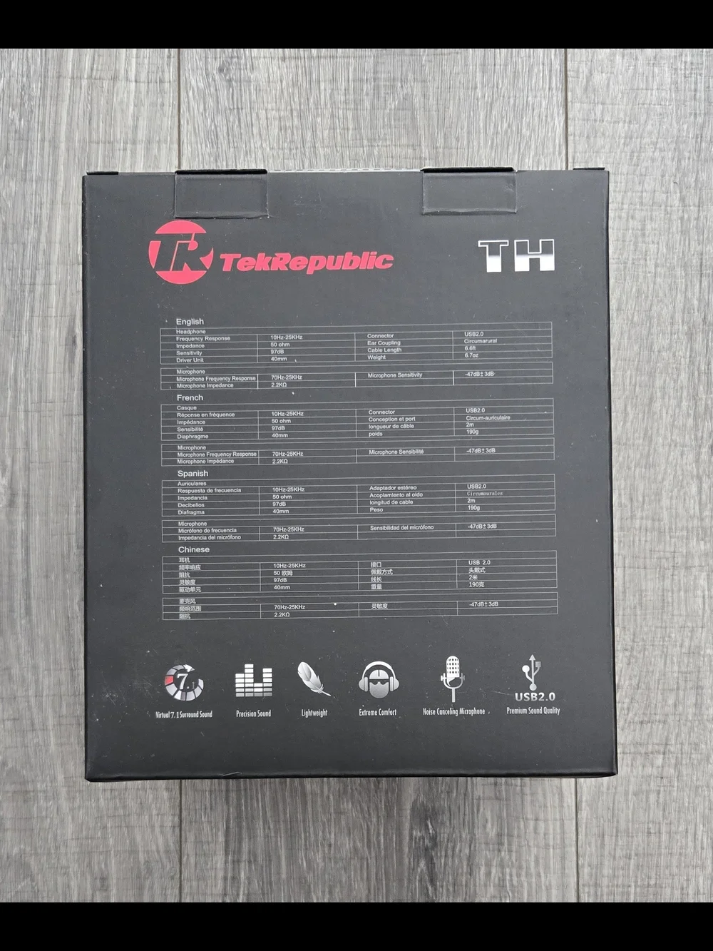 TekRepublic TH Gaming Headset Virtual 7.1 USB New Open Box Tested Complete.